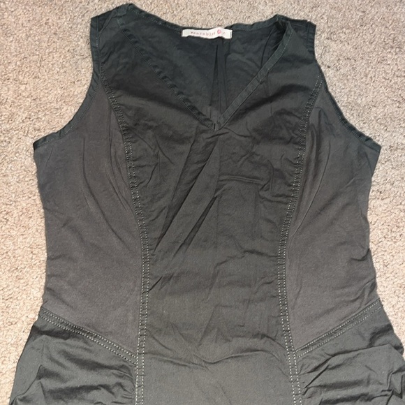 XCVI Wearables Raymond Sleeveless Ruched Poplin + Jersey Dress Green Small - Picture 3 of 8